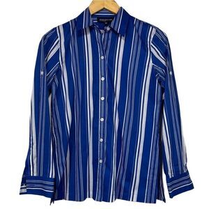 Jones New York Blue and White  Button Down Shirt